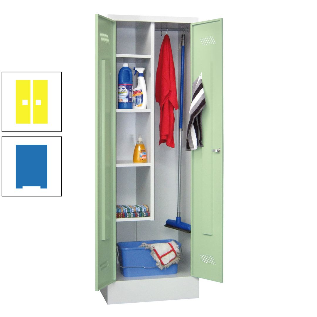 Putzschrank mit Sockel - 1 Abteil mit Trennwand - 1.850x600x500 mm (HxBxT) - Drehriegel - anthrazitgrau