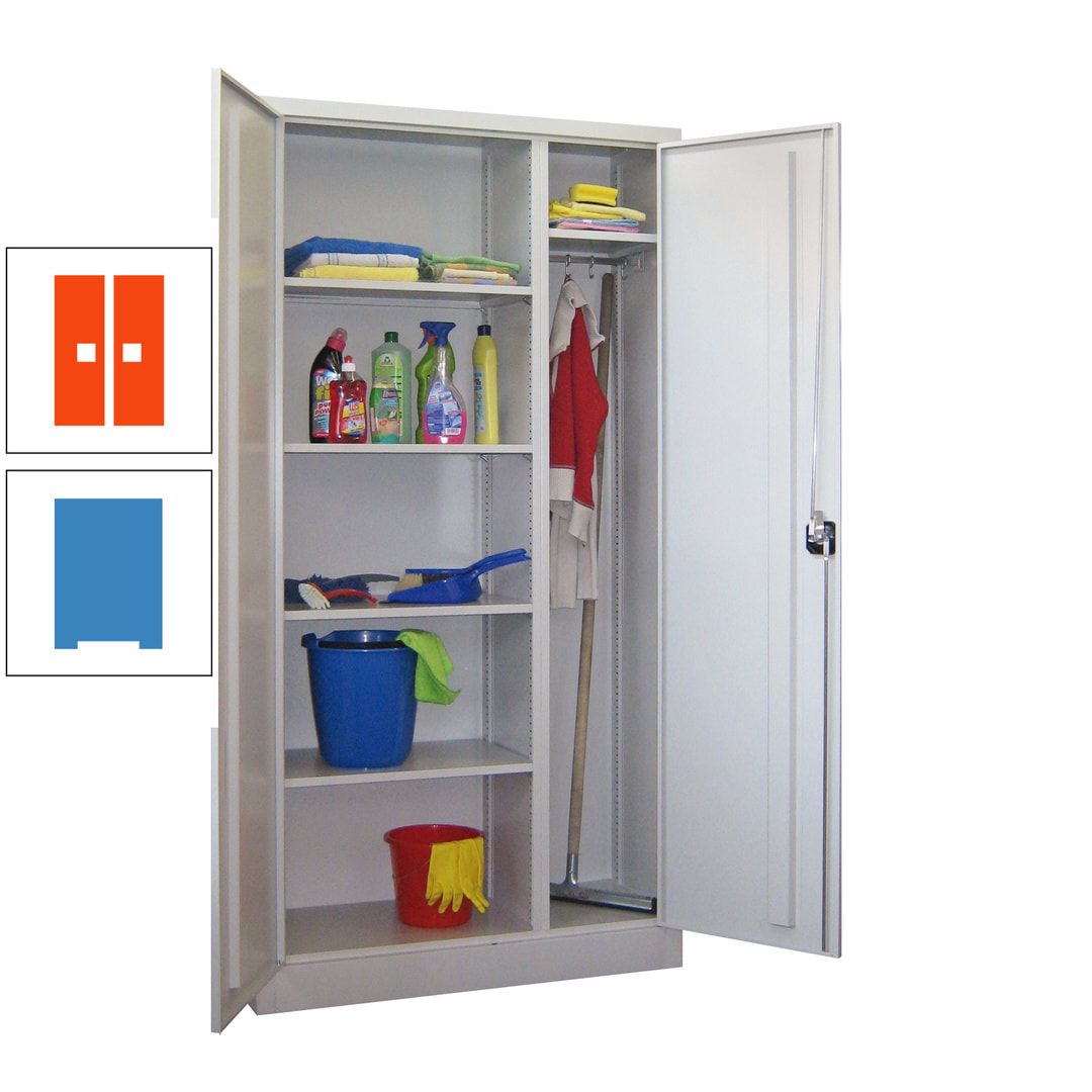 Putzschrank mit Trennwand - 1.950x1.000x400 mm (HxBxT) - Böden pulverbeschichtet - anthrazitgrau