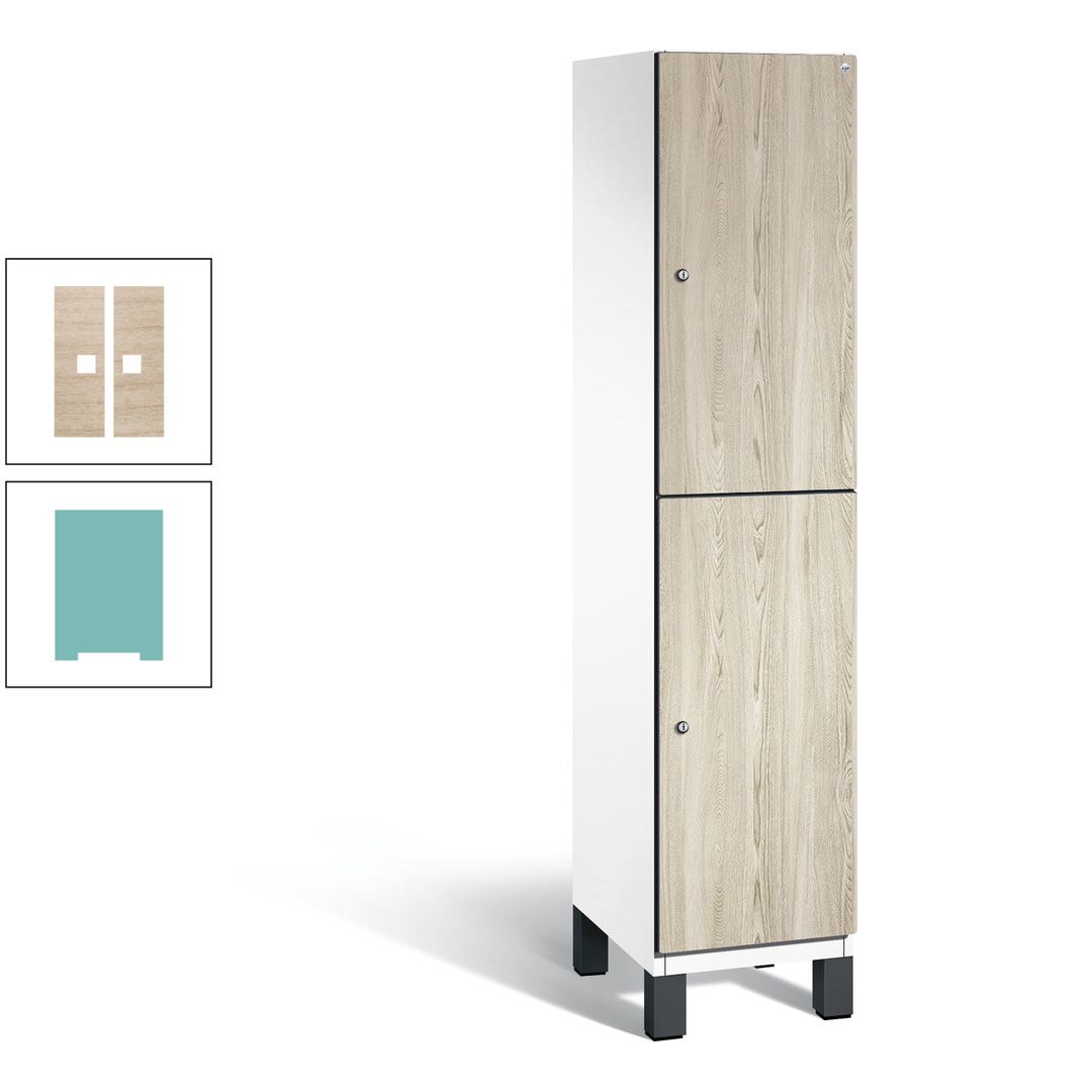 Fächerschrank, Garderobenschrank, mit Füßen, 1 Abteile, 1.980 x 400 x 525 mm (HxBxT), Korpus anthrazitgrau, Tür Donau-Ahorn