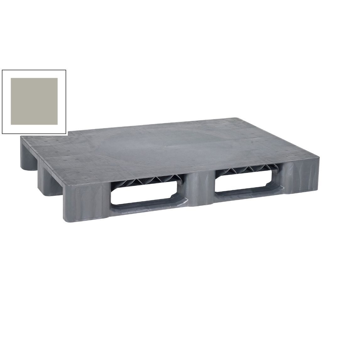 Kunststoff Palette - Polyethylen (PE-RE) - Eisenverstärkung - Traglast 2.500 kg - 155 x 800 x 1.200 mm (HxBxT) - grau