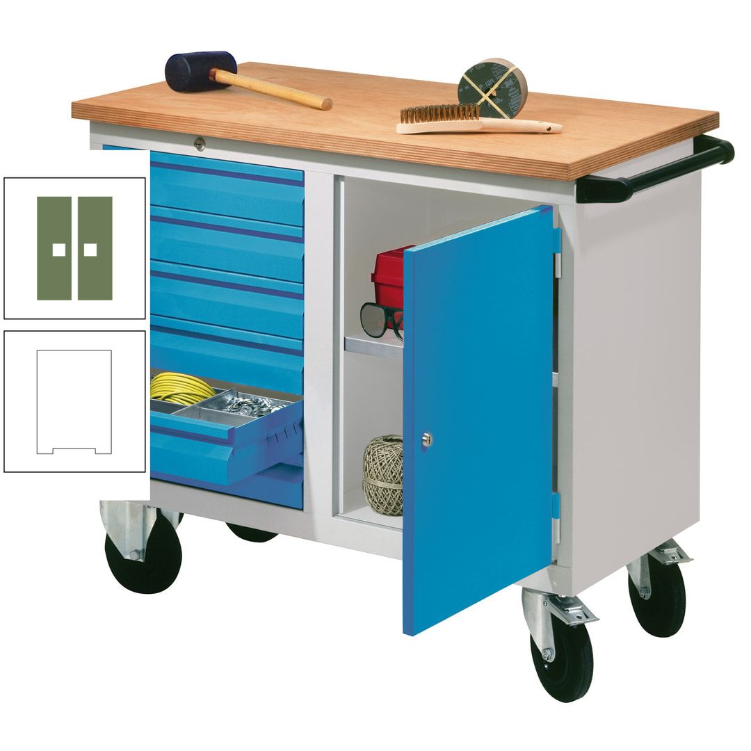 Mobile Werkbank - Werkstattwagen - 915 x 1.090 x 600 mm - 6 Schubladen und Schrankfach - anthrazitgrau