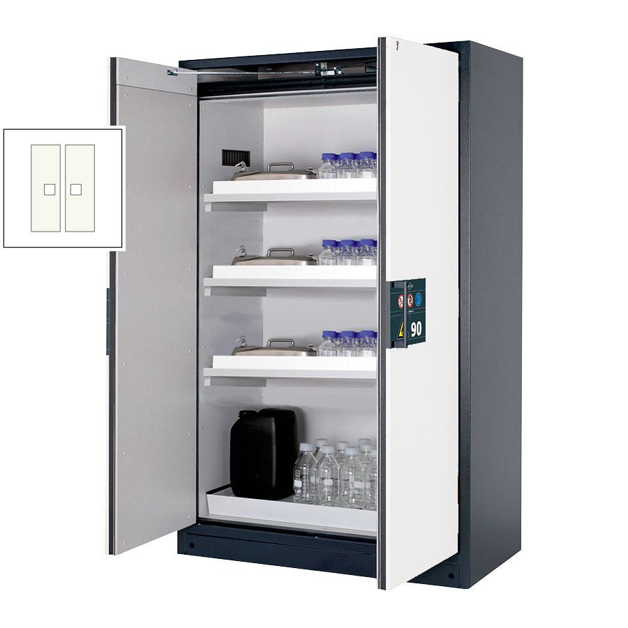 Gefahrstoffschrank - 1.953x1.193x615 mm - 2 Wannenböden PP - Front enzianblau