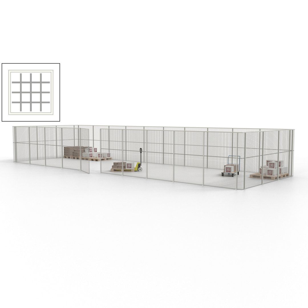 Maschinen Schutzgitter - Hallentrennwand - Sicherheitszaun - Tür - 39 m - 2.200 x 15.400 x 4.900 mm (HxBxT) - enzianblau