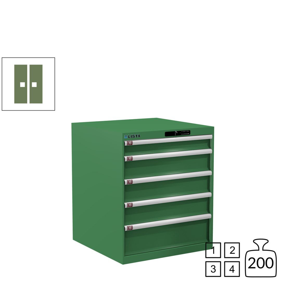 Lista Schubladenschrank - 14.410.010 - 850x717x725 mm (HxBxT) - 5 Schubladen - 75 kg - Key Lock - lichtblau (RAL 5012)
