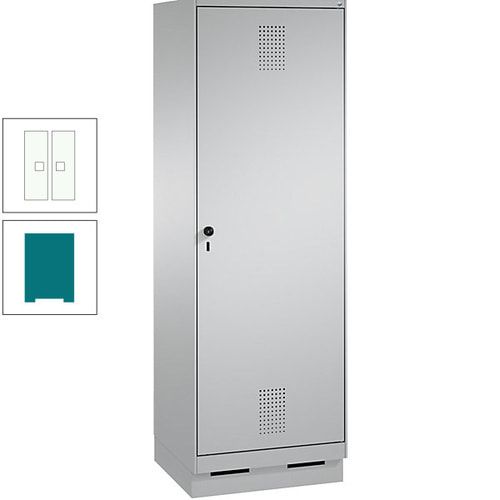 Doppel-Spind, Garderobenschrank, 1 Tür für 2 Abteile a 300 mm, Korpus anthrazitgrau, Türen anthrazitgrau, 1.800 x 600 x 500 mm (HxBxT)