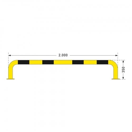 Rammschutz-Bügel Indoor, Anfahrschutz aus Gütestahl, hochbelastbar, 350 mm Höhe, 1.000 mm Breite, gelb kunststoffbeschichtet