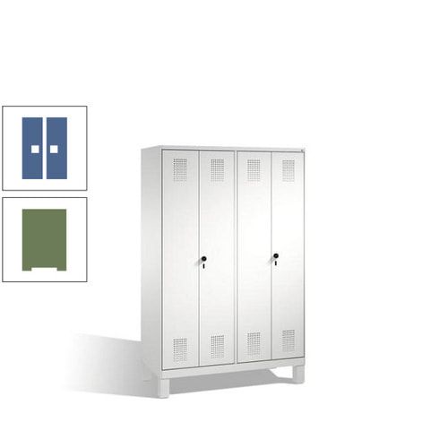 Doppel-Spind, Doppeltüren, Garderobenschrank mit Füßen, 4 Abteile a 300 mm, Korpus anthrazitgrau, Tür anthrazitgrau, 1.850 x 1.200 x 500 mm (HxBxT)