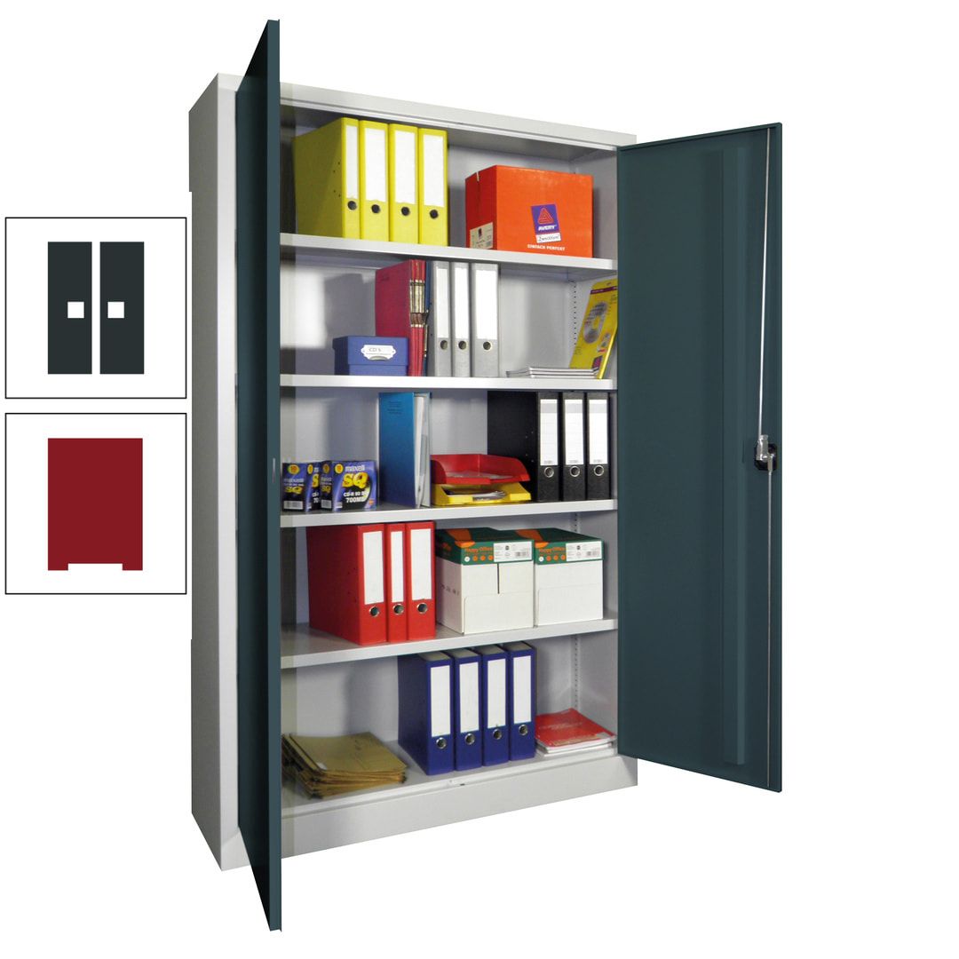 Aktenschrank - Vollblechtüren - 1.950x1.200x400 mm (HxBxT) - 4 Einlegeböden verzinkt - Zylinderschloss - anthrazitgrau