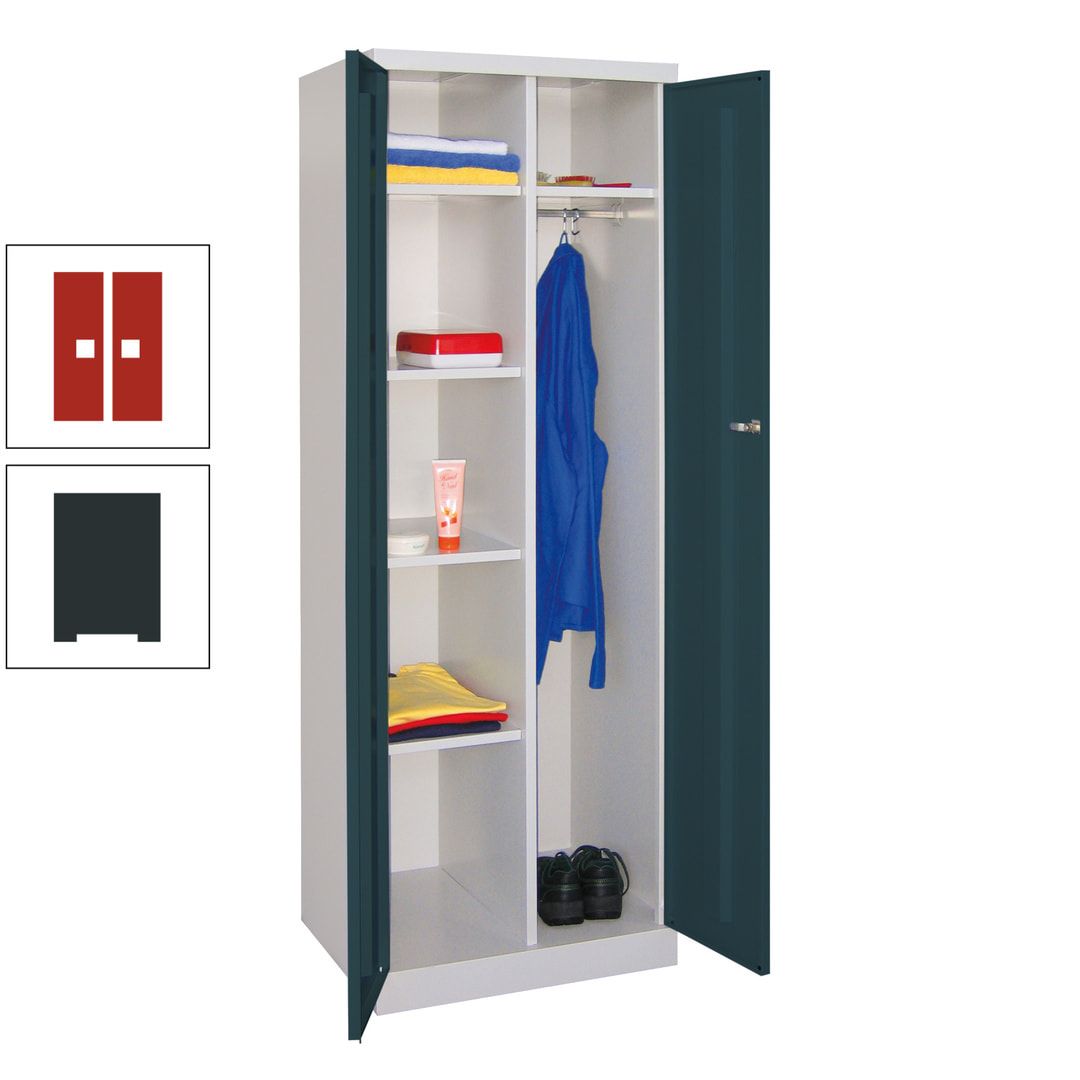 Kleiderschrank mit Sockel - Spind - 1 Abteil mit Trennwand - 1.800x600x500 mm (HxBxT) - Zylinderschloss - anthrazitgrau