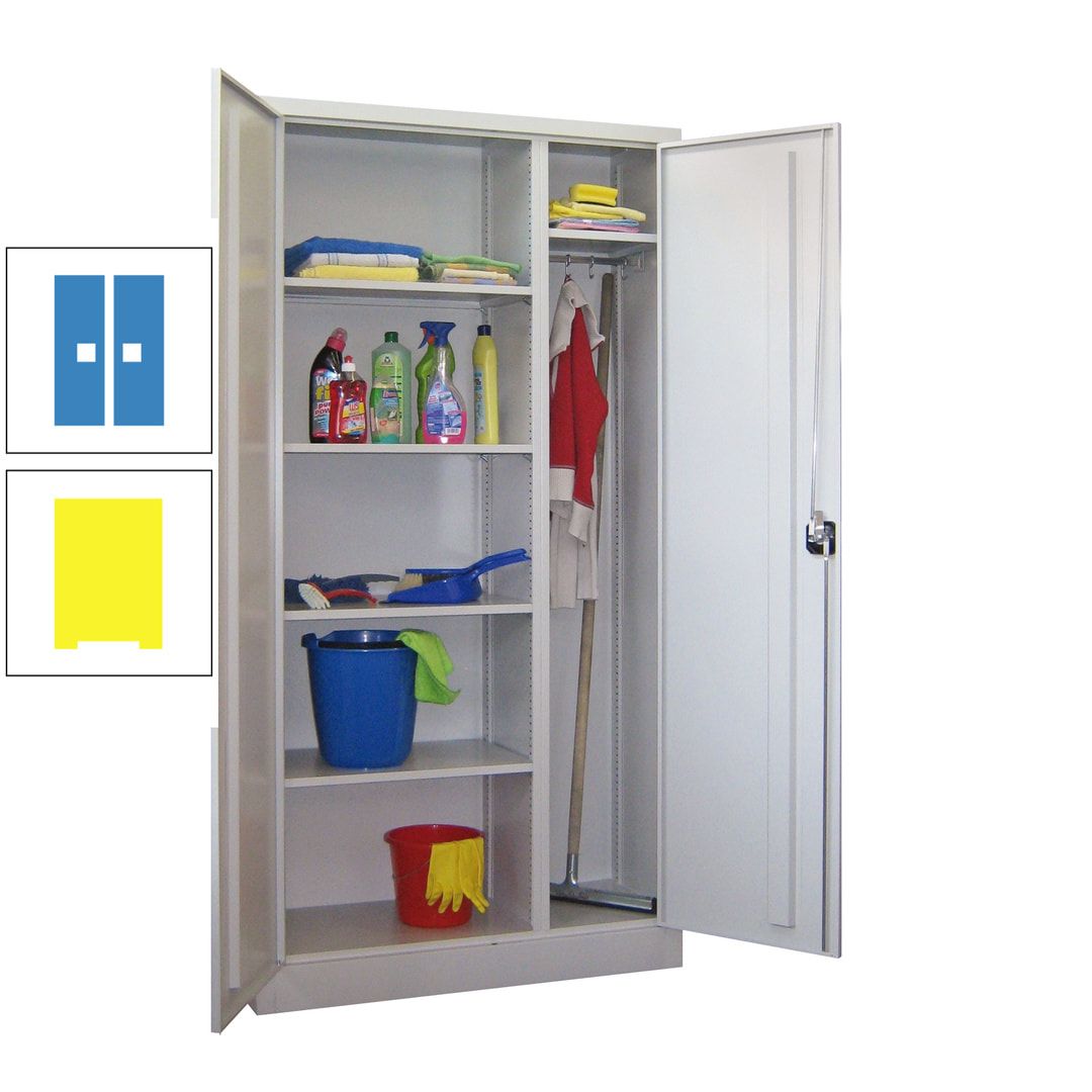 Putzschrank mit Trennwand - 1.950x1.000x400 mm (HxBxT) - Böden pulverbeschichtet - anthrazitgrau