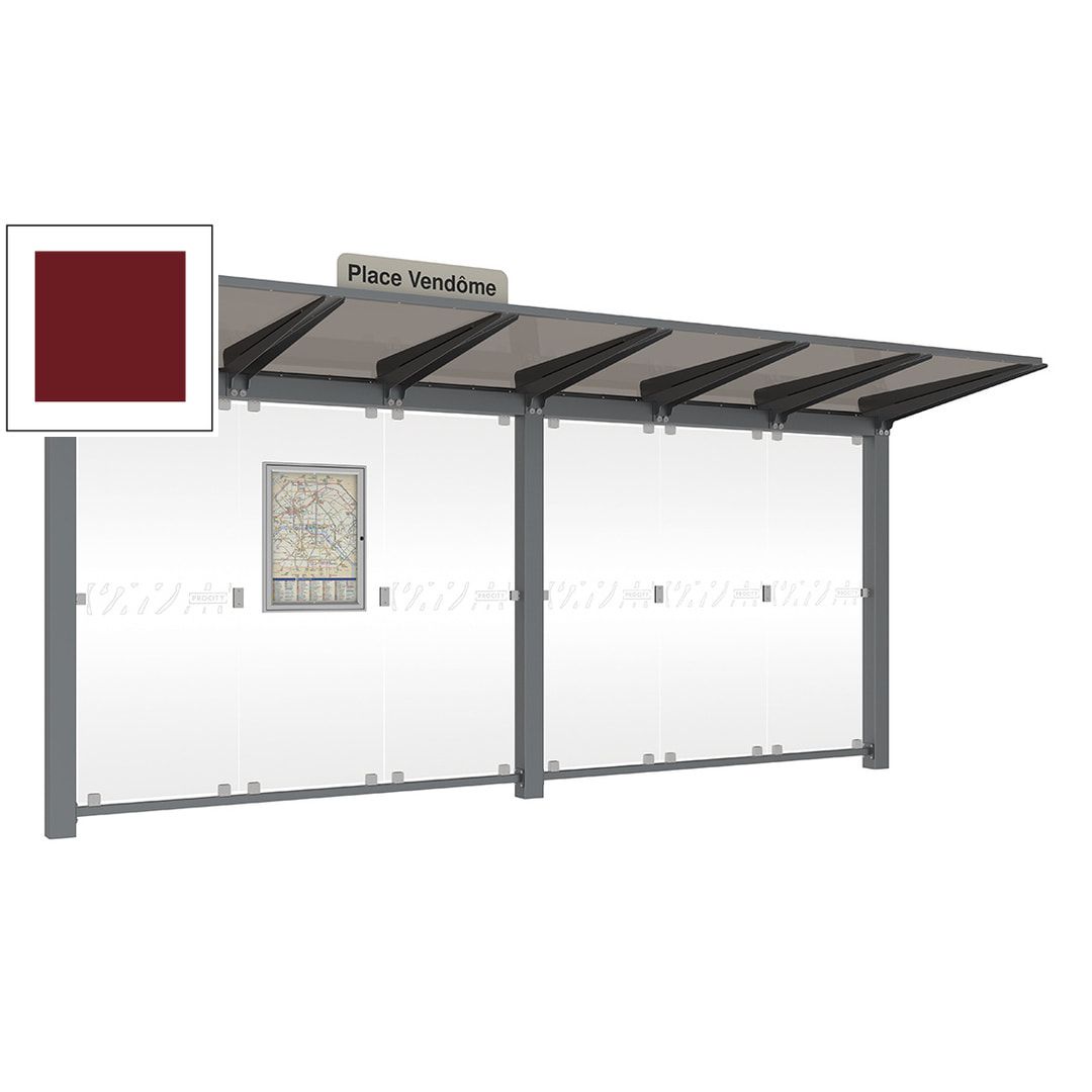 Buswartehalle, Haltestelle, Unterstand, ESG, Fahrplankasten, Haltestellenschild, enzianblau, 2.390 x 5.000 x 1.500 mm (HxBxT)