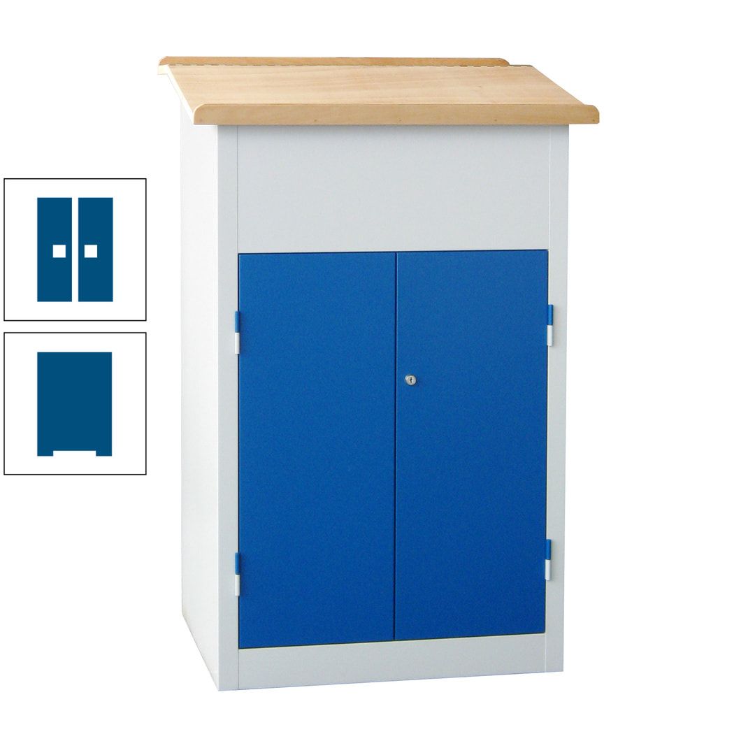 Stehpult mit Schrank - Vollblechtür - Zylinderschloss - 2 Böden - 1.200 x 700 x 600 mm (HxBxT) - anthrazitgrau