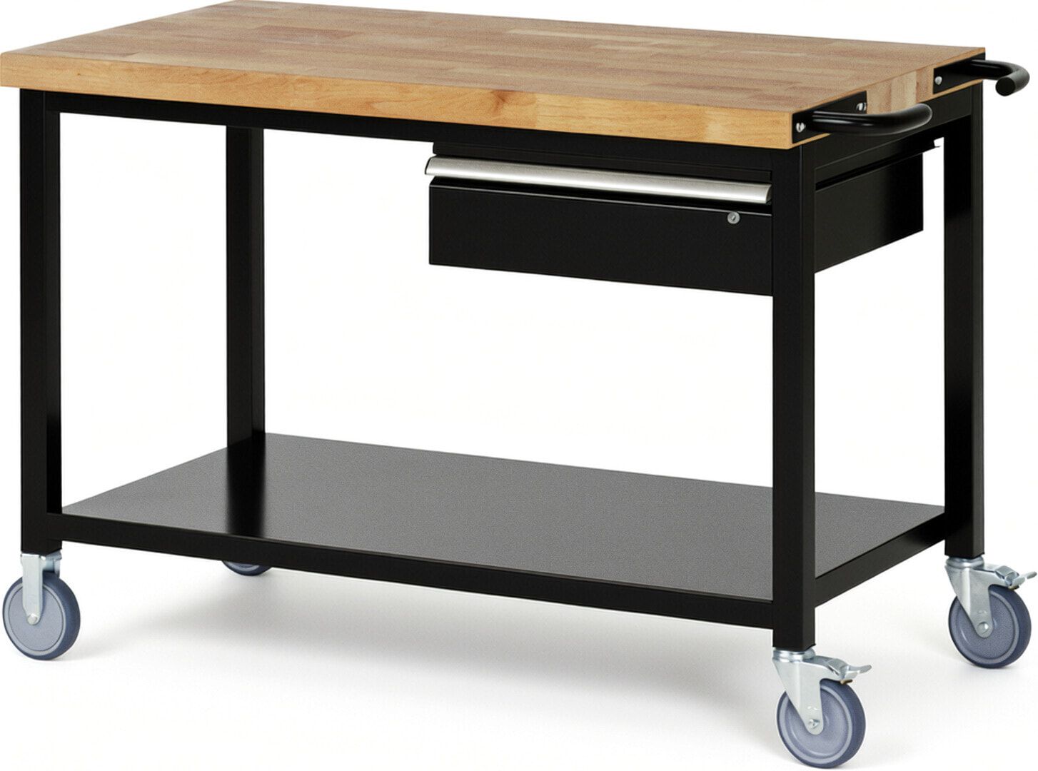 Mobile Werkbank mit Ablageboden - 1 Schublade - 150:1 - höhenverstellbar 880-1.080 mm - 1.250 x 700 mm (BxT) - 450 kg - Anthrazitgrau