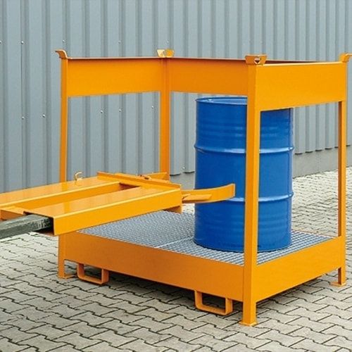 Eichinger Transport-Auffangwanne, Stahl, 210 Liter, 2 x 200l Fässer, stapelfähig, Gitterrost,1.465 x 1.120 x 1.515 mm (HxBxT), Farbe anthrazitgrau