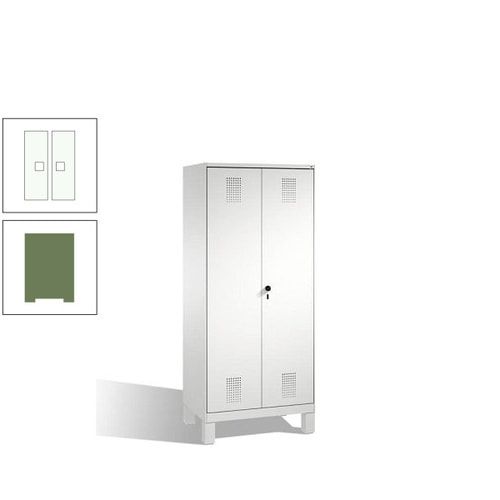 Doppel-Spind, Doppeltüren, Garderobenschrank mit Füßen, 2 Abteile a 400 mm, Korpus anthrazitgrau, Tür anthrazitgrau, 1.850 x 800 x 500 mm (HxBxT)