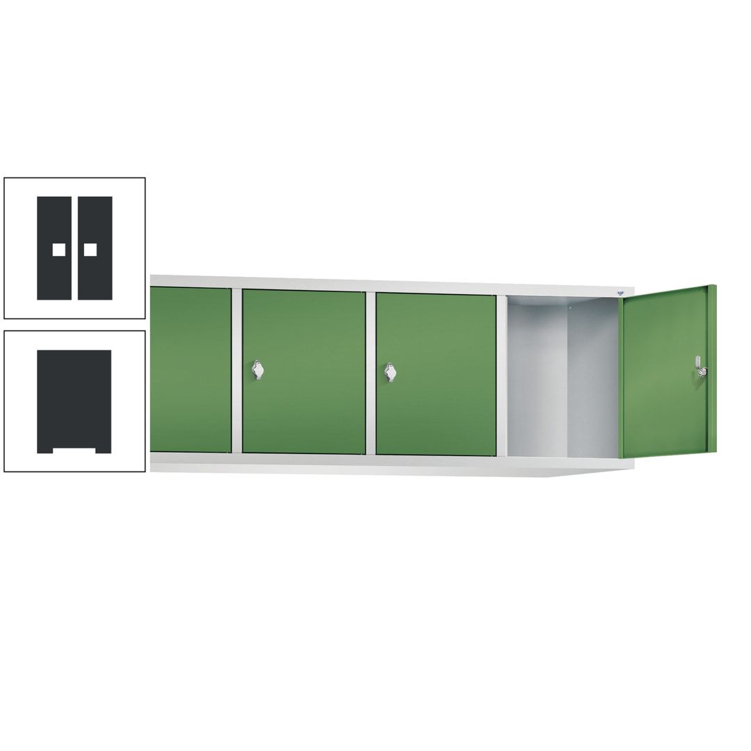 Aufsatzschrank für Spinde und Schließfachschränke, 4 Abteile, Korpus anthrazitgrau, Türen anthrazitgrau, 500 x 1.590 x 465 mm (HxBxT), Stahlschrank