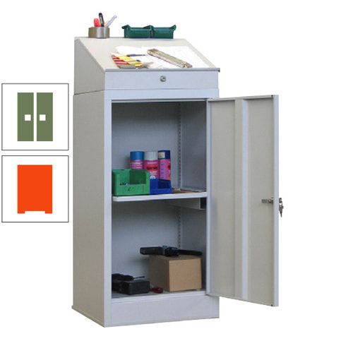 Stehpult mit Schrank - Vollblechtür - Zylinderschloss - 1 Ausziehboden - 1.270x500x500 mm (HxBxT) - anthrazitgrau