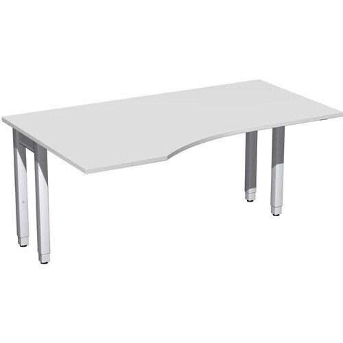 Eckschreibtisch, Ecke links, Füße einseitig verkürzt, 4-Fuß Quadrat Pro, höhenverstellbar, 680-800 x 1.600x 1.000 mm (HxBxT), Dekor Ahorn