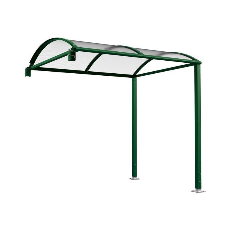 Fahrradunterstand, Fahrradüberdachung, Erweiterung, LED Beleuchtung, 2.635 x 2.500 x 2.090 mm (HxBxT), auf Bodenplatten, Regenrinne, Farbe enzianblau
