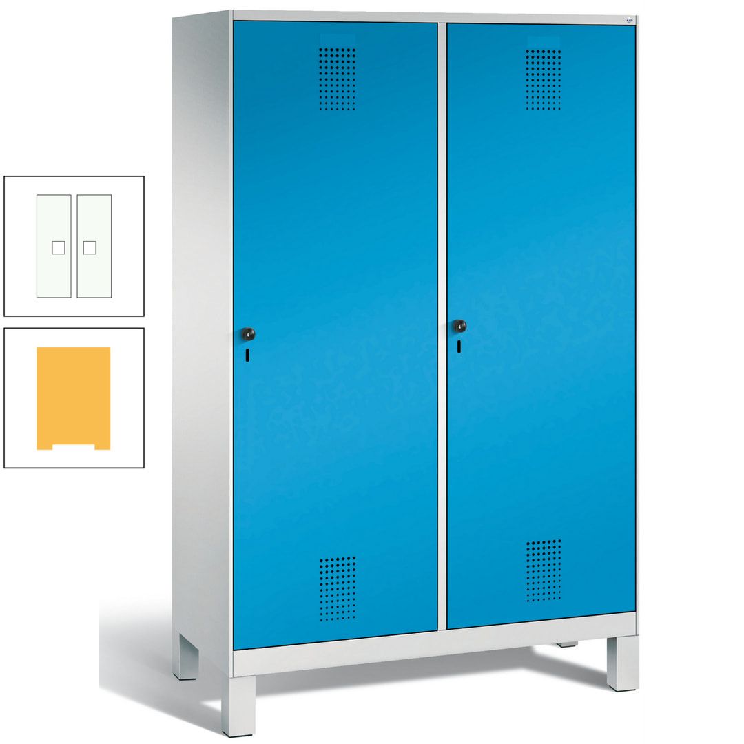 Doppel-Spind, Garderobenschrank, 2 Türen für 4 Abteile a 300 mm, Korpus anthrazitgrau, Türen anthrazitgrau, 1.850 x 1.200 x 500 mm (HxBxT)