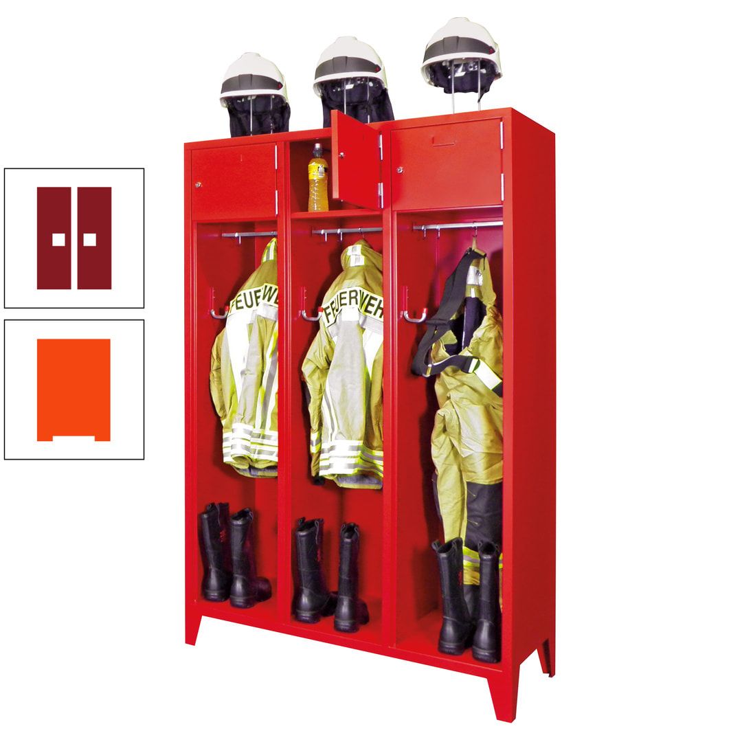 Feuerwehrschrank - 2 Abteile - Ablagefach mit Tür, Etikettenrahmen - 2.100 x 830 x 500 mm (HxBxT) - anthrazitgrau