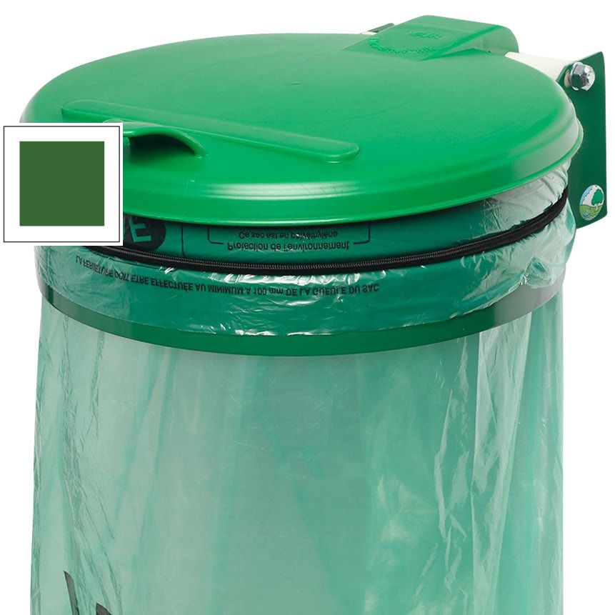 Müllsackhalter - Wandgerät - Stahl - Deckel Kunststoff - für 120 l Säcke - 370 x 465 mm (BxT) - enzianblau