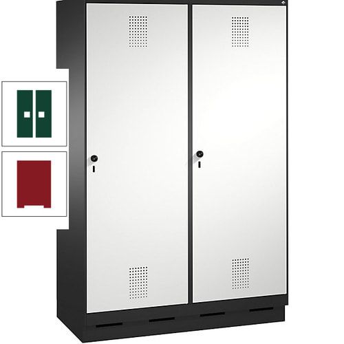Doppel-Spind, Garderobenschrank, 2 Türen für 4 Abteile a 300 mm, Korpus anthrazitgrau, Türen anthrazitgrau, 1.800 x 1.200 x 500 mm (HxBxT)