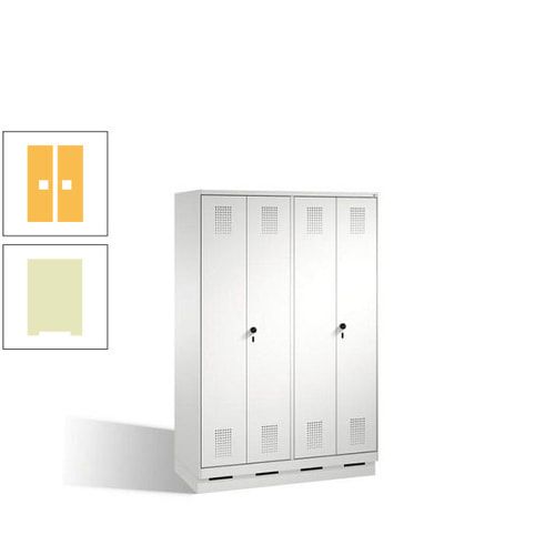 Doppel-Spind, Doppeltüren, Garderobenschrank mit Sockel, 4 Abteile a 300 mm, Korpus anthrazitgrau, Tür anthrazitgrau, 1.800 x 1.200 x 500 mm (HxBxT)