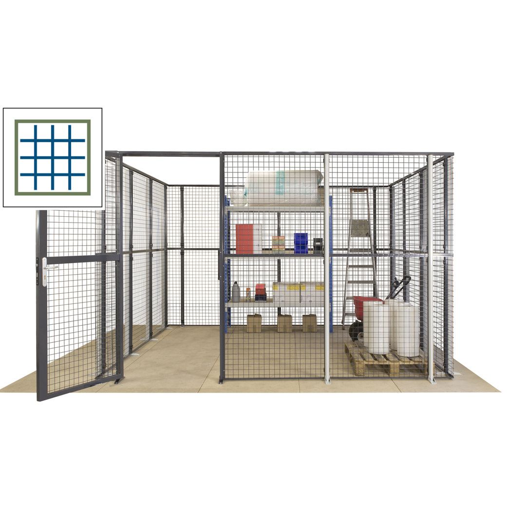 Maschinen Schutzgitter - Hallentrennwand - Sicherheitszaun - Tür - 72 m - 2.200 x 21.400 x 15.400 mm (HxBxT) - enzianblau