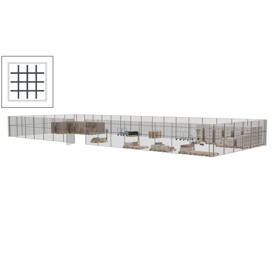 Maschinen Schutzgitter - Hallentrennwand - Sicherheitszaun - Tür - 66 m - 2.200 x 24.400 x 9.400 mm (HxBxT) - enzianblau