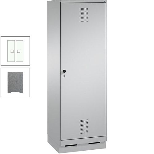 Doppel-Spind, Garderobenschrank, 1 Tür für 2 Abteile a 300 mm, Korpus anthrazitgrau, Türen anthrazitgrau, 1.800 x 600 x 500 mm (HxBxT)