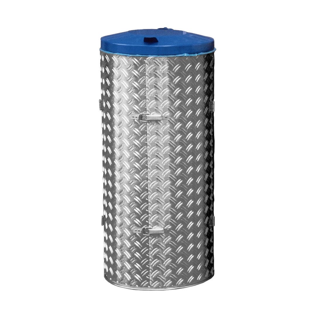 Abfallbehälter aus Edelstahl u. Alu-Duett-Blech - Inh. 120 l - Deckelfarbe blau