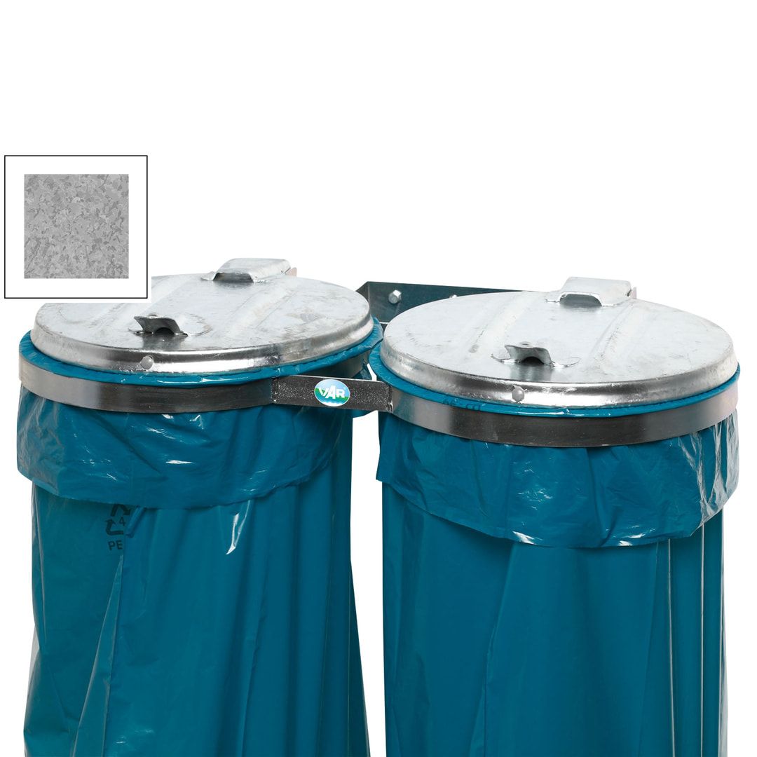 Müllsackhalter zur Wandmontage - für einen 120 l Sack - 400 x 510 mm (BxT) - enzianblau - Deckel Feuerverzinkt
