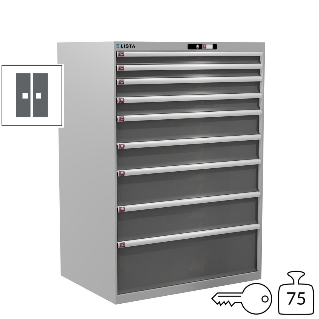 Lista Schubladenschrank - 12.550.010 - 1.450x1.023x725 mm (HxBxT) - 9 Schubladen - 200 kg - Key Lock - lichtblau (RAL 5012)