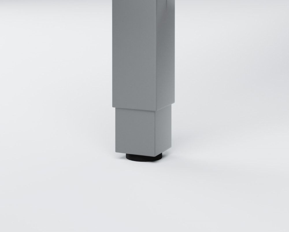 Eckschreibtisch, Ecke links, Füße einseitig verkürzt, 4-Fuß Quadrat Pro, höhenverstellbar, 680-800 x 1.600 x 1.200 mm (HxBxT), Dekor Ahorn