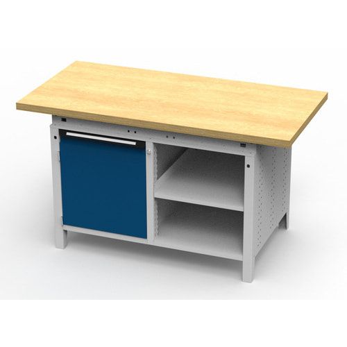 OTTOKIND Werkbank - bündige Arbeitsplatte - 850 x 1.150 x 750 mm (HxBxT) - Schrank - 2 Ablageböden - lichtgrau