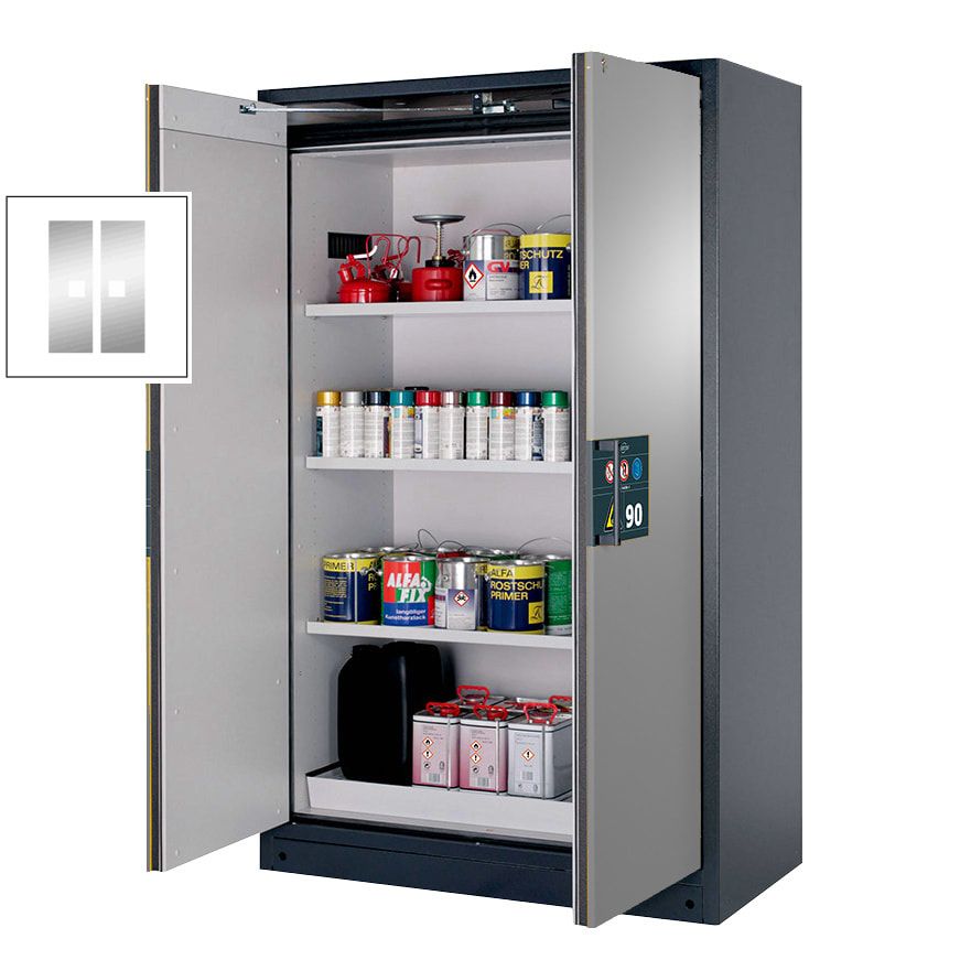 Gefahrstoffschrank - 1.953x1.193x615 mm - 2 Edelstahl-Fachböden - Front enzianblau