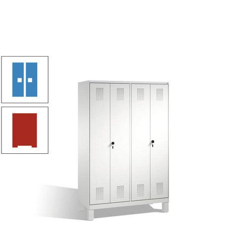 Doppel-Spind, Doppeltüren, Garderobenschrank mit Füßen, 4 Abteile a 300 mm, Korpus anthrazitgrau, Tür anthrazitgrau, 1.850 x 1.200 x 500 mm (HxBxT)