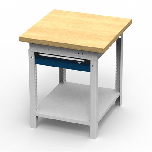 OTTOKIND Werkbank - Arbeitsplatte bündig - 850 x 605 x 750 mm (HxBxT) - Schublade - Ablageboden - lichtgrau