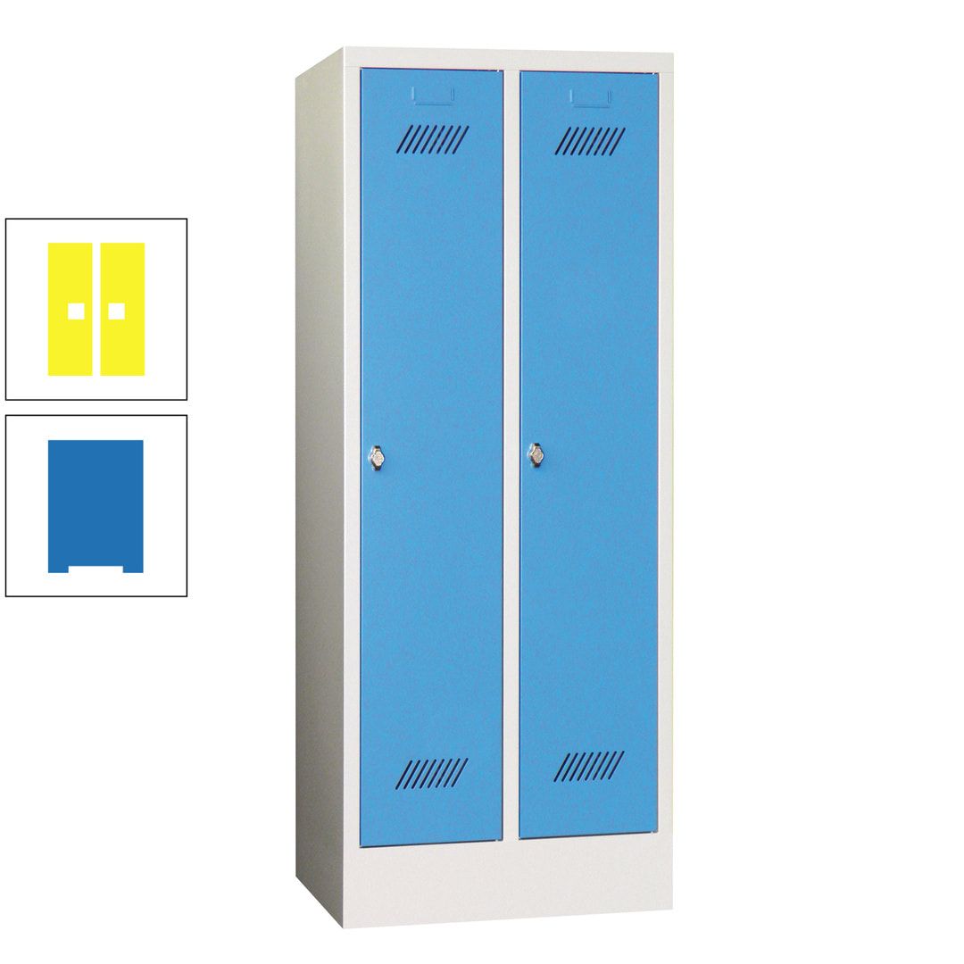 Spindschrank f. Schulen - mit Sockel - Höhe 1.600 mm - 2 Abteile a 300 mm - Drehriegel - anthrazitgrau