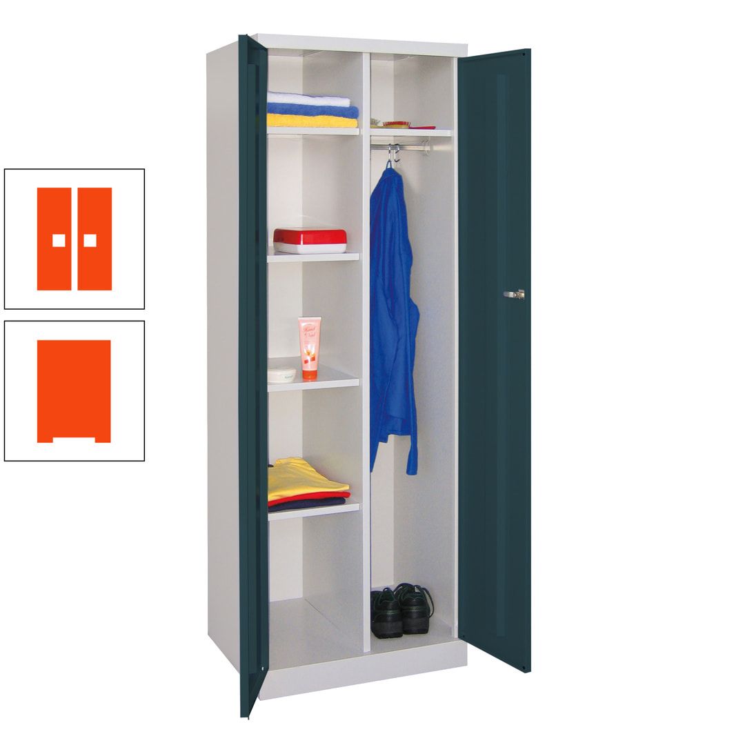 Kleiderschrank mit Sockel - Spind - 1 Abteil mit Trennwand - 1.800x600x500 mm (HxBxT) - Zylinderschloss - anthrazitgrau