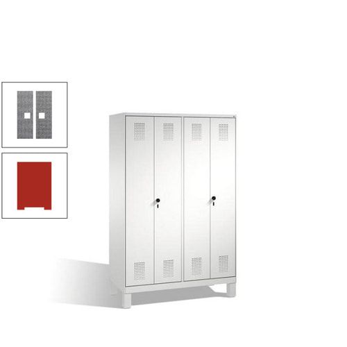 Doppel-Spind, Doppeltüren, Garderobenschrank mit Füßen, 4 Abteile a 300 mm, Korpus anthrazitgrau, Tür anthrazitgrau, 1.850 x 1.200 x 500 mm (HxBxT)