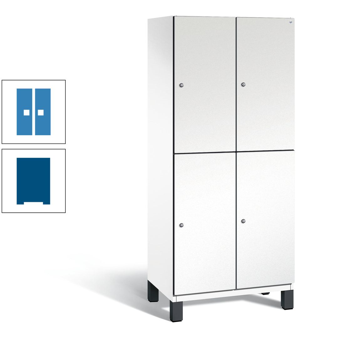 Fächerschrank, Stahlschrank, doppelstöckig, 4 Fächer, Füße, Korpus anthrazitgrau, Tür anthrazitgrau, 1.980 x 800 x 525 mm (HxBxT)