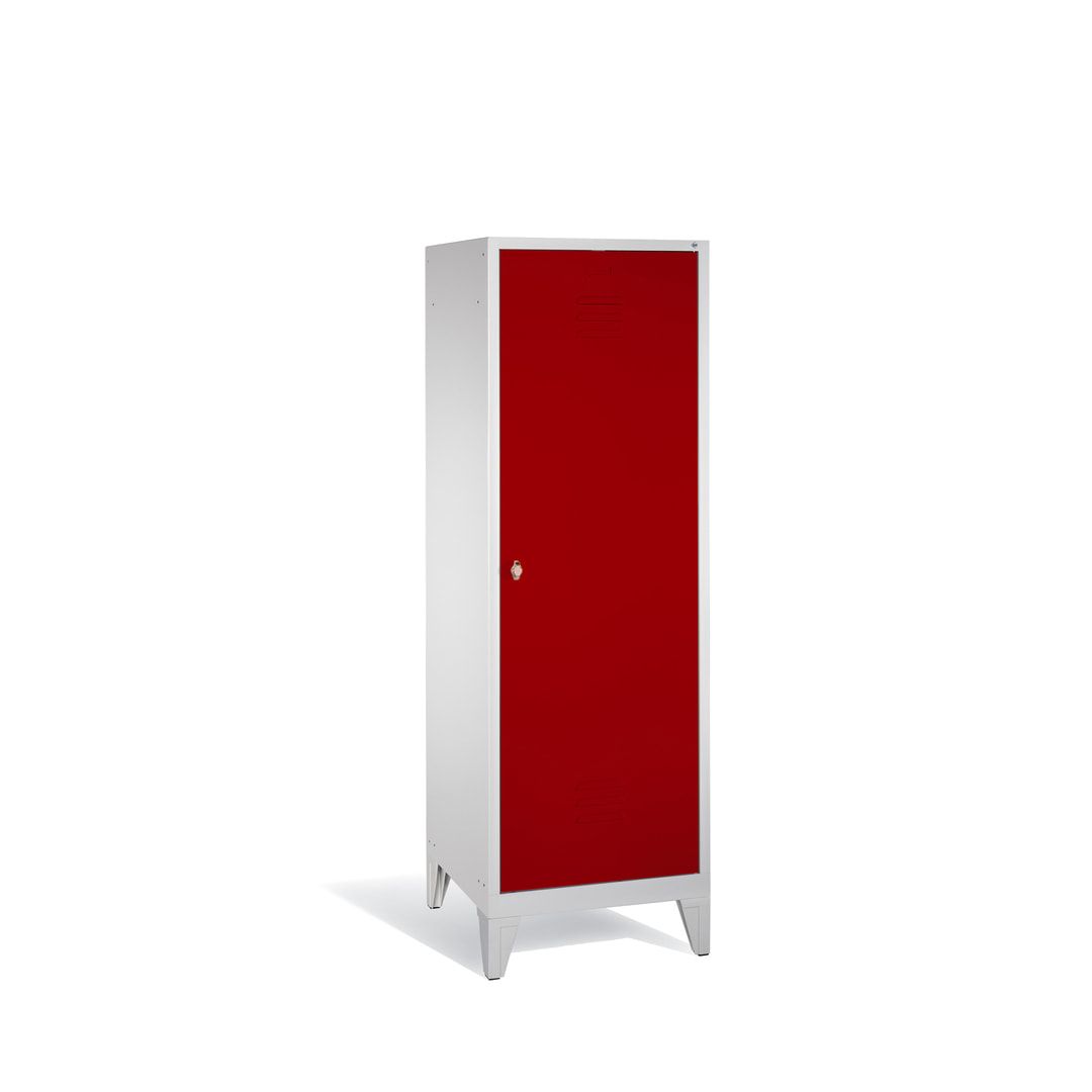 Doppel-Spind mit Großtür, Garderobenschrank mit Füßen, 2 Abteile a 300 mm, Korpus anthrazitgrau, Tür anthrazitgrau, 1.850 x 610 x 500 mm (HxBxT)