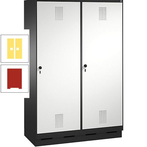 Doppel-Spind, Garderobenschrank, 2 Türen für 4 Abteile a 300 mm, Korpus anthrazitgrau, Türen anthrazitgrau, 1.800 x 1.200 x 500 mm (HxBxT)