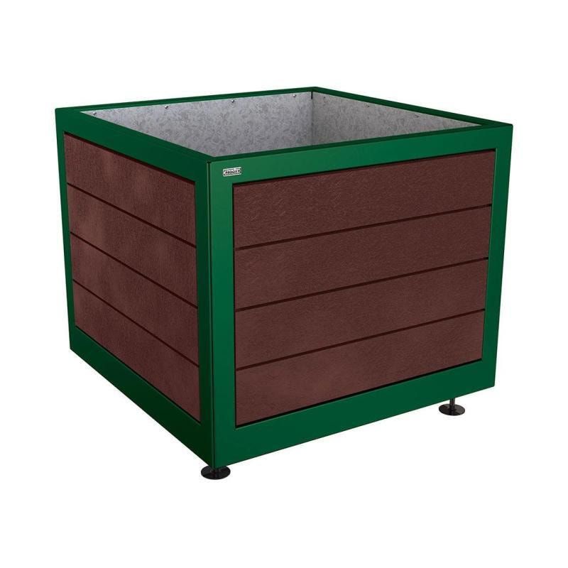 Pflanzbehälter, Stahl, recyclebarer Kunststoff, verstellbare Füße, Innen Blech fvz mit Verladungsgriffen, 800 x 1.000 x 1.000 mm (HxBxT), enzianblau