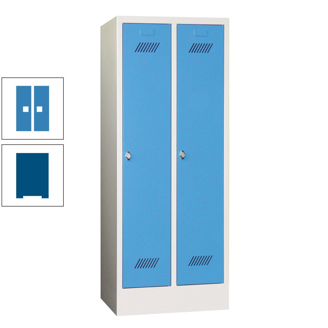 Spindschrank f. Schulen - mit Sockel - Höhe 1.600 mm - 2 Abteile a 300 mm - Drehriegel - anthrazitgrau