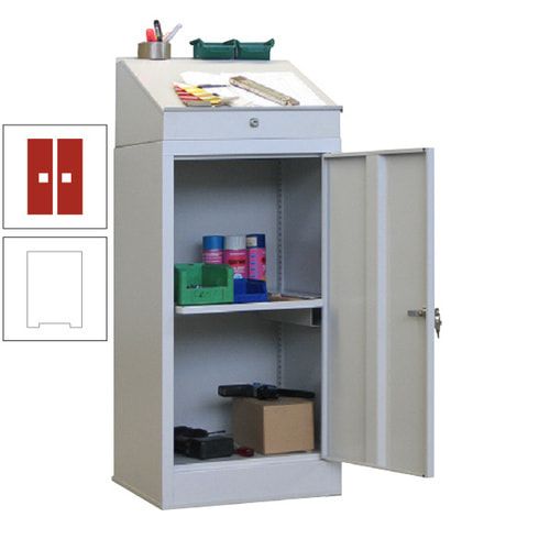 Stehpult mit Schrank - Vollblechtür - Zylinderschloss - 1 Ausziehboden - 1.270x500x500 mm (HxBxT) - anthrazitgrau