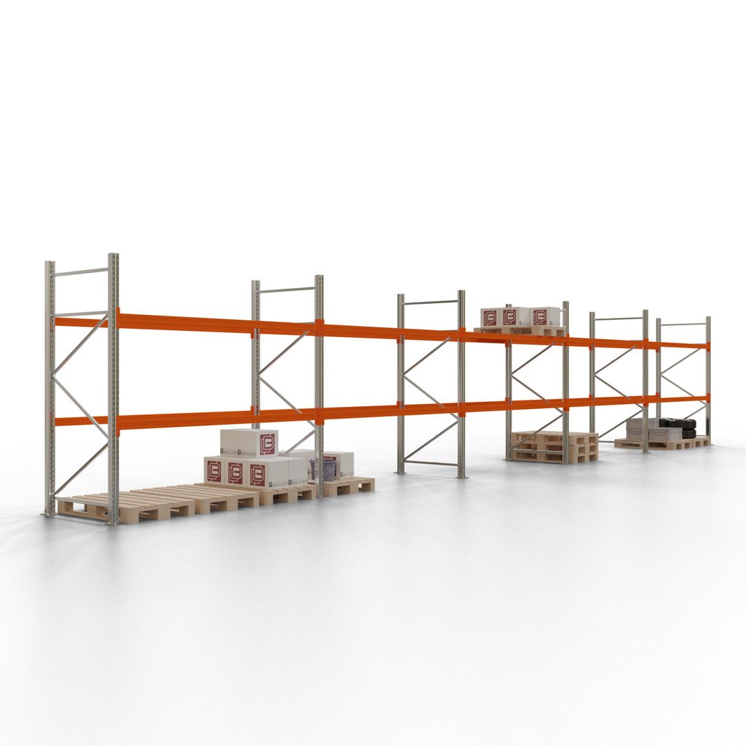 Palettenregal - 1,5 t - 2,0 x 11,3 x 1,1 m - 4 Felder - Schwerlastregal VKfrei
