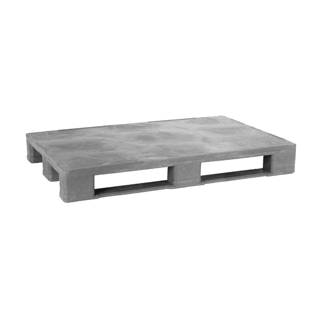 Kunststoff Palette - Polyethylen (PE-RE) - Anti-Rutsch - Eisenverstärkung - Traglast 2.500 kg - 150 x 1.000 x 1.200 mm (HxBxT) - grau